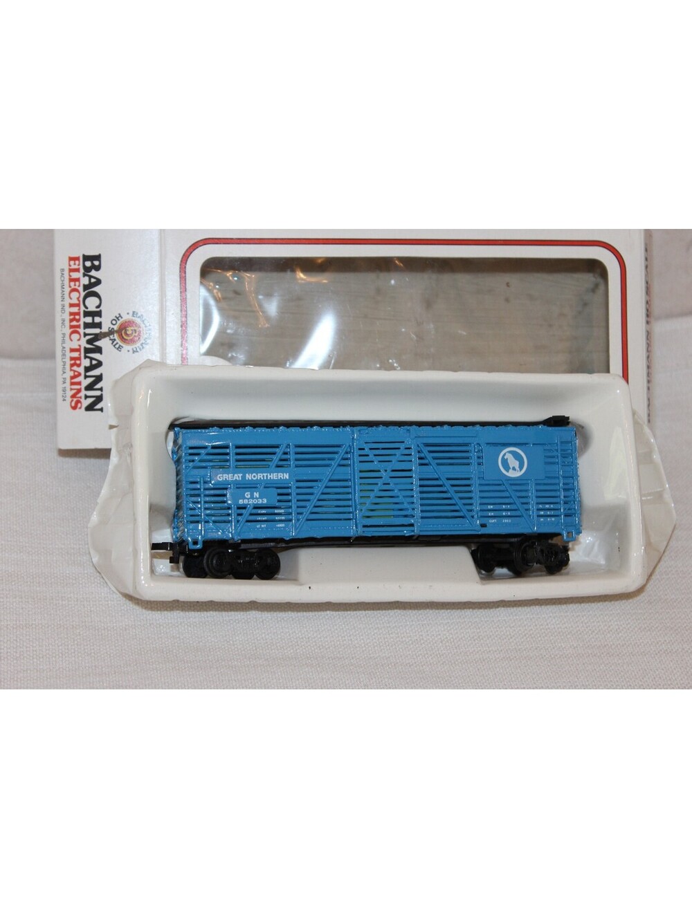 Bachmann HO Scale Great Northern GN 582033 Blue Stock Car Livestock Car w/ Box - Picture 1 of 3